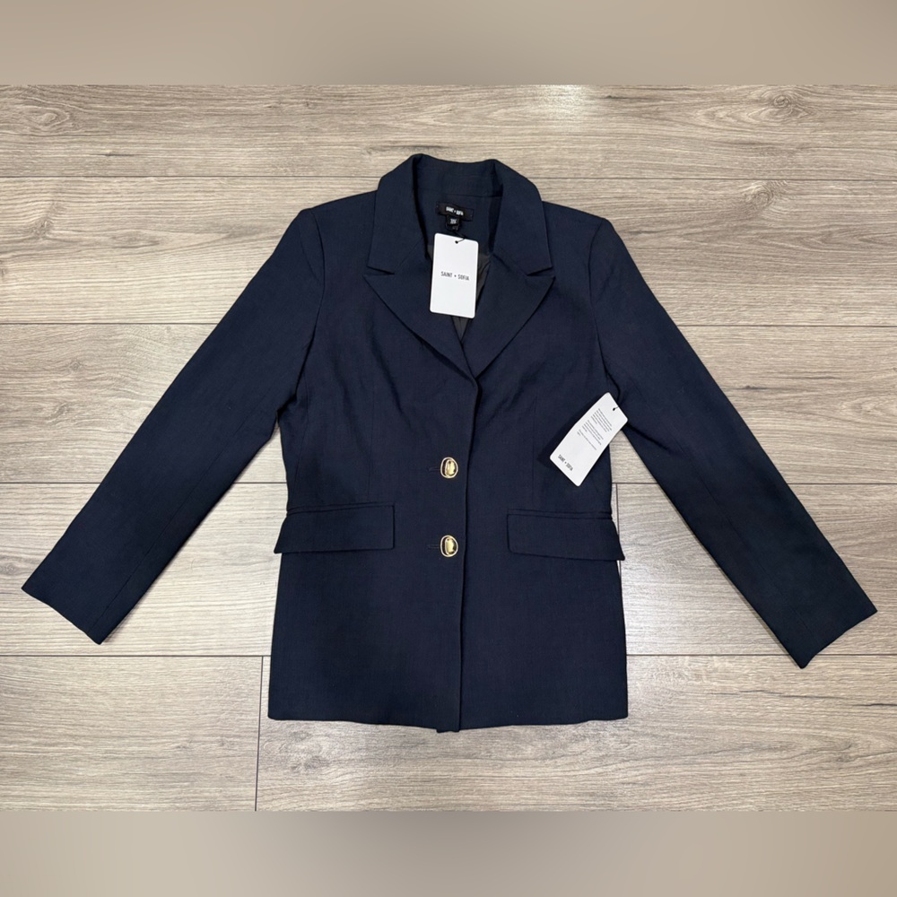 Saint + Sofia Payton Blazer-Blue Black NWT SZ 4